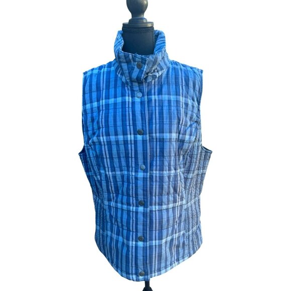 NWT Bandolino Blue Plaid Quilted Vest Plus Size XXL Travel Comfort Streetwear - Picture 1 of 12